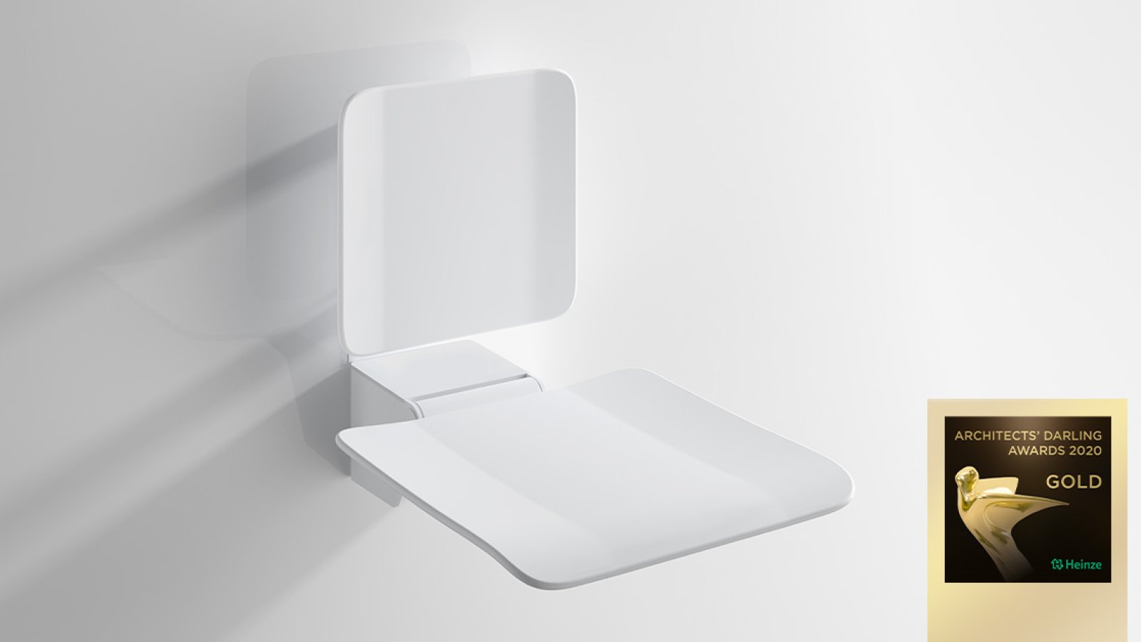 Folding seat in matt white