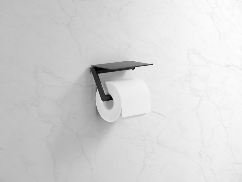 Toilet roll holder in the color black