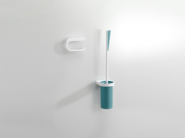 Porte-rouleau WC et ensemble brosse WC Système 800K en couleur bleu aqua