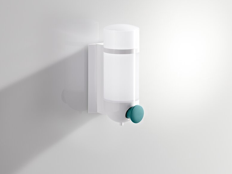 System 800K soap dispenser in the colour aqua blue