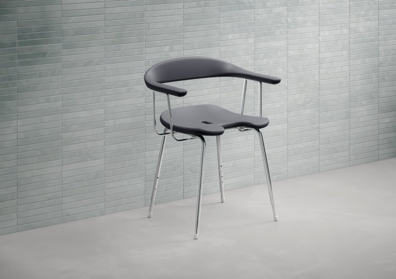 Tabouret de douche avec accoudoirs et dossier, couleur anthracite