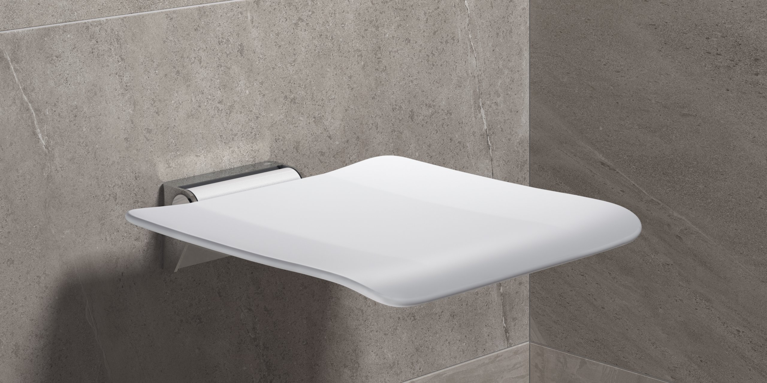 Folding seat for the shower in white