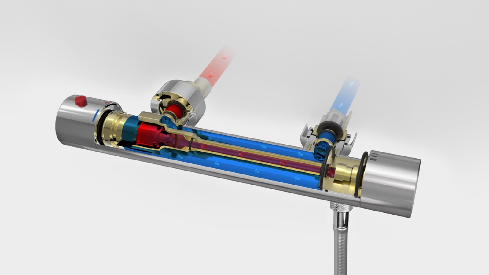 Thermostatisch element in de douchethermostaat